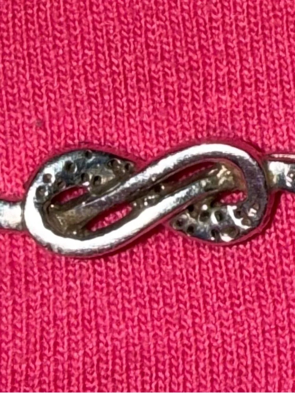 Crystal Pavé Twisted Ribbon Brooch in Silver